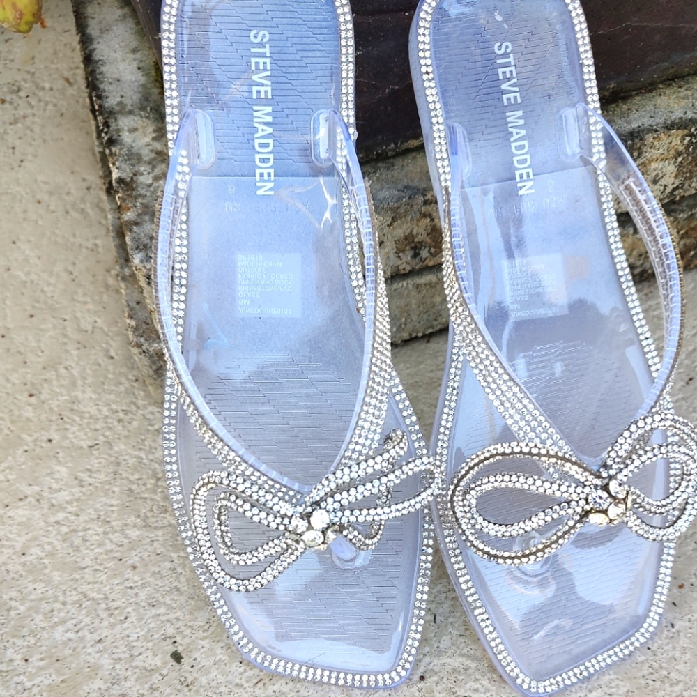 Steve Madden Jelly Rhinestone Bow Sandals - Picture 4 of 7